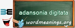 WordMeaning blackboard for adansonia digitata